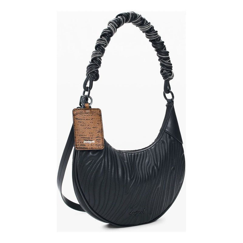 Bolso Ovalado Mediano Con Relieves 26saxpbc/2000 Desigual® Negro Relieves Níquel