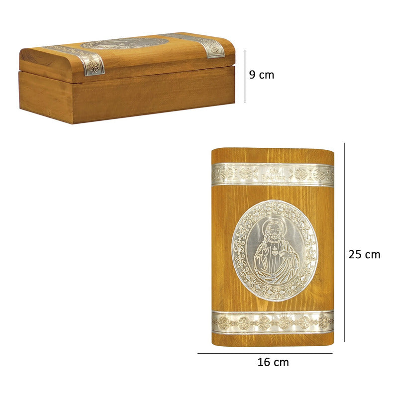 Set Para Bautizo Vela+concha+toalla+caja De Madera