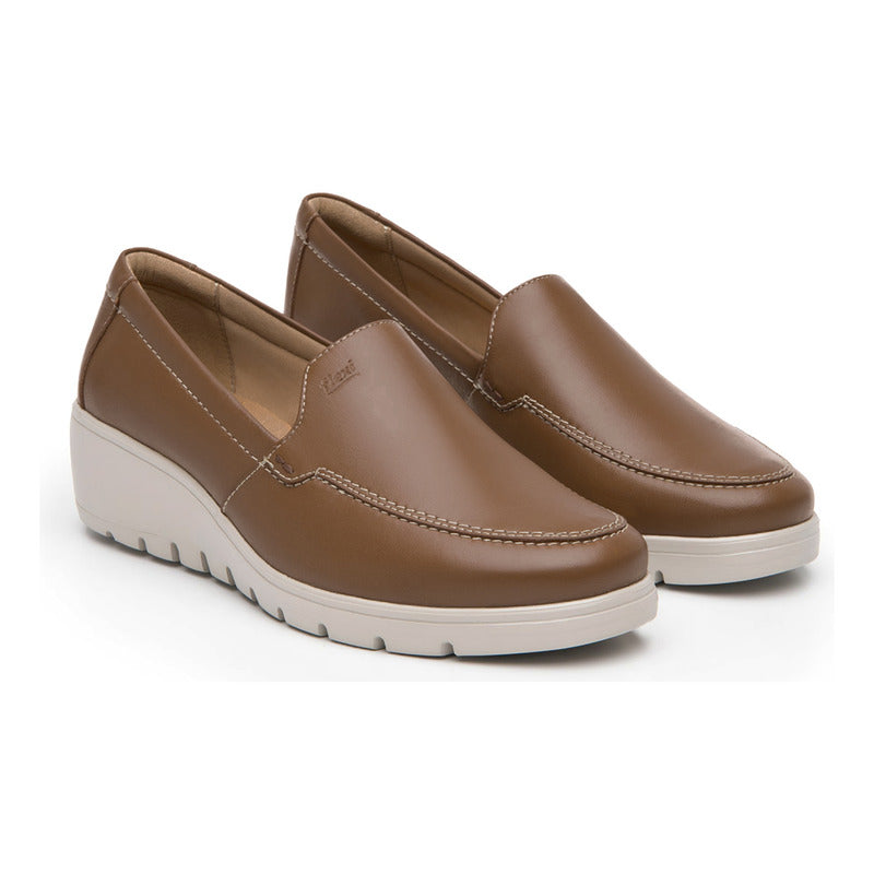 Zapato Slip On Casual Para Mujer Mod.104806 Marca Flexi® Marrón Claro Lisa 25,5 Mx