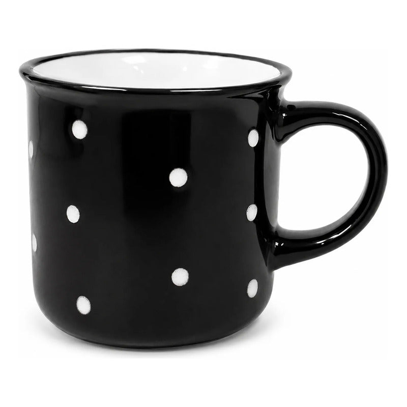 Taza De Ceramica Con Puntos 340ml Mod. 1744-60 Negro Puntos