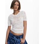 Blusa Ligera Para Mujer 25swtk97/1000 Marca Desigual® Blanco Geométrico Xs