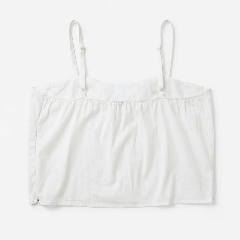 Blusa Top De Tirantes Con Flor Desmontable Al2107 Julys® Blanco Lisa G