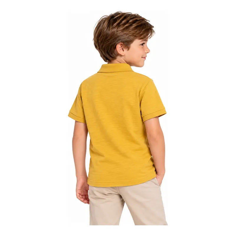 Playera Polo Para Niño Mod.3109 Marca Mayoral® Oro 5 Años Lisa