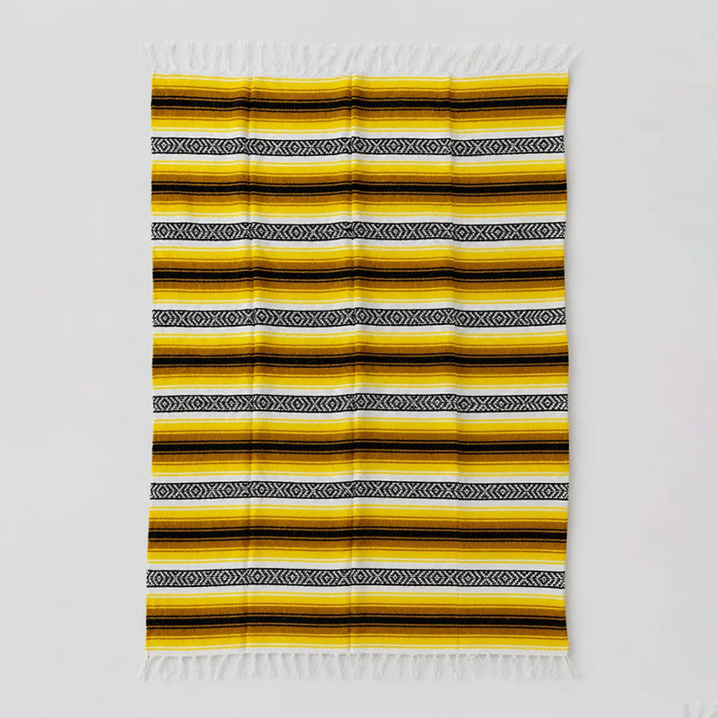Falsa Artesanal 1.90m X 1.20m Cobija Multiusos Mexicana Geométrico 1 Kg Amarillo