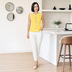 Blusa De Mujer Con Decoración Frontal Aml-6288 Marca Aspik® Amarillo Lisa M