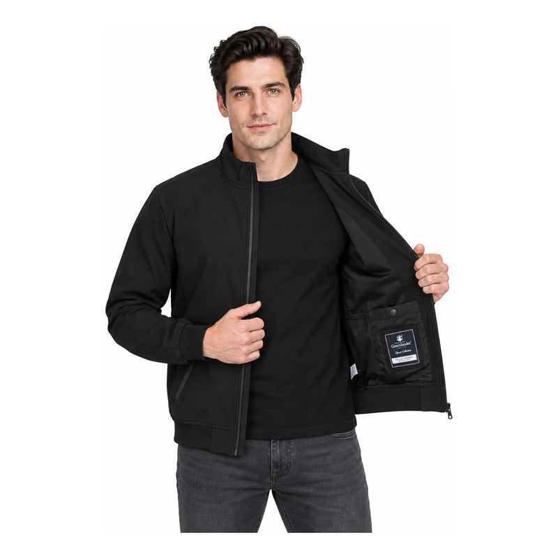 Chamarra Softshell De Hombre Mod. Cw90-pol8728 Greenlander® Negro Eg Lisa