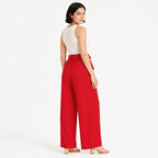Pantalon Ancho Para Mujer Mod. Alfnsn Marca Sterling® Rojo Lisa G