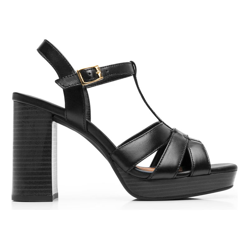 Sandalia Tacón Alto Para Mujer Mod.134401 Marca Flexi® Negro Liso 25.5 Mx