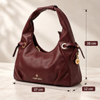 Bolso Hobo Para Mujer Mod. Ji 2998 Marca Jaime Ibiza® Vino Lisa Níquel
