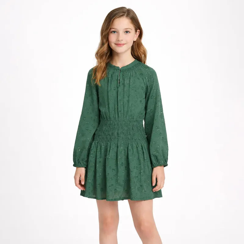Vestido Juvenil Tipo Gasa Mod.7909 Marca Mayoral® Verde Eucalipto Gotas De Lluvia 14 Años