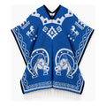 Jorongo Gaban Artesanal Mexicano Colores Azul Herraduras Azul Xg