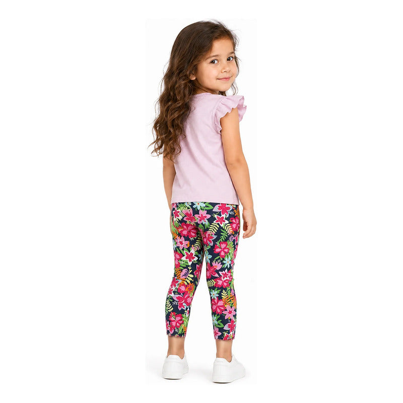 Leggins Corto Para Niña Mod.016-6005al Marca Losan® Multicolor Floreado 3 Años