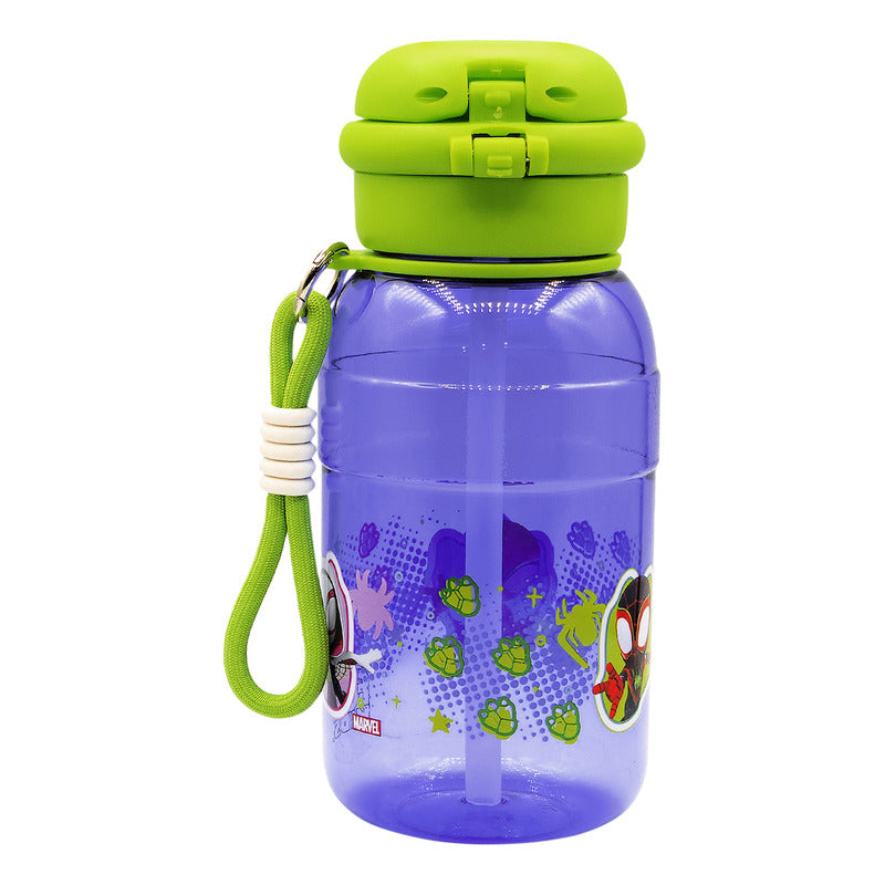 Botella 2 En 1 Tapa De Boquilla Y Popote Con Asa 650ml