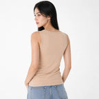 Blusa Básica Suave Sin Mangas Para Mujer Apx-0214 Aspik® Beige Lisa G