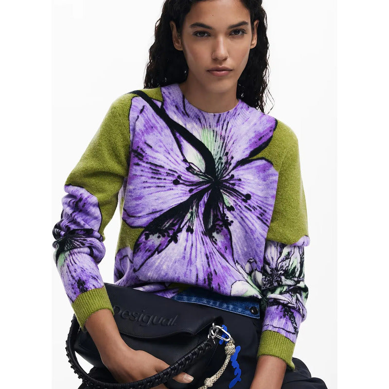 Suéter Suave Para Mujer 25wwjf42/3113 Marca Desigual® Multicolor Floral M
