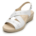 Sandalia Casual Cuña Baja Para Dama Mod.116024 Marca Flexi® Blanco Perforado 25.5 Mx