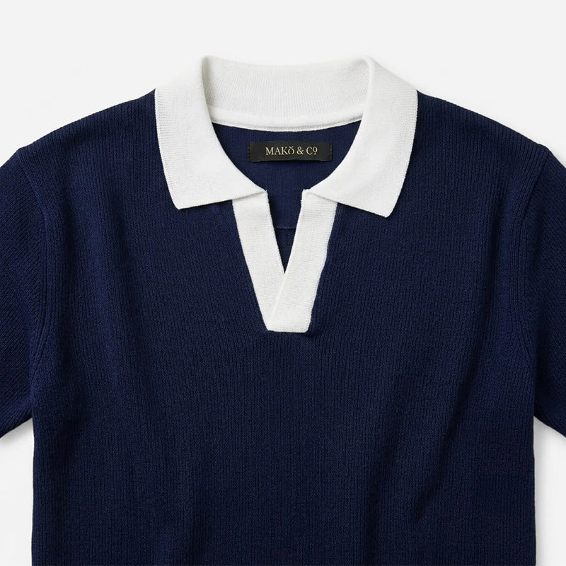 Playera Polo Semi Formal Para Hombre Mkhc0034 Makn & Co® Azul Oscuro M Texturizado