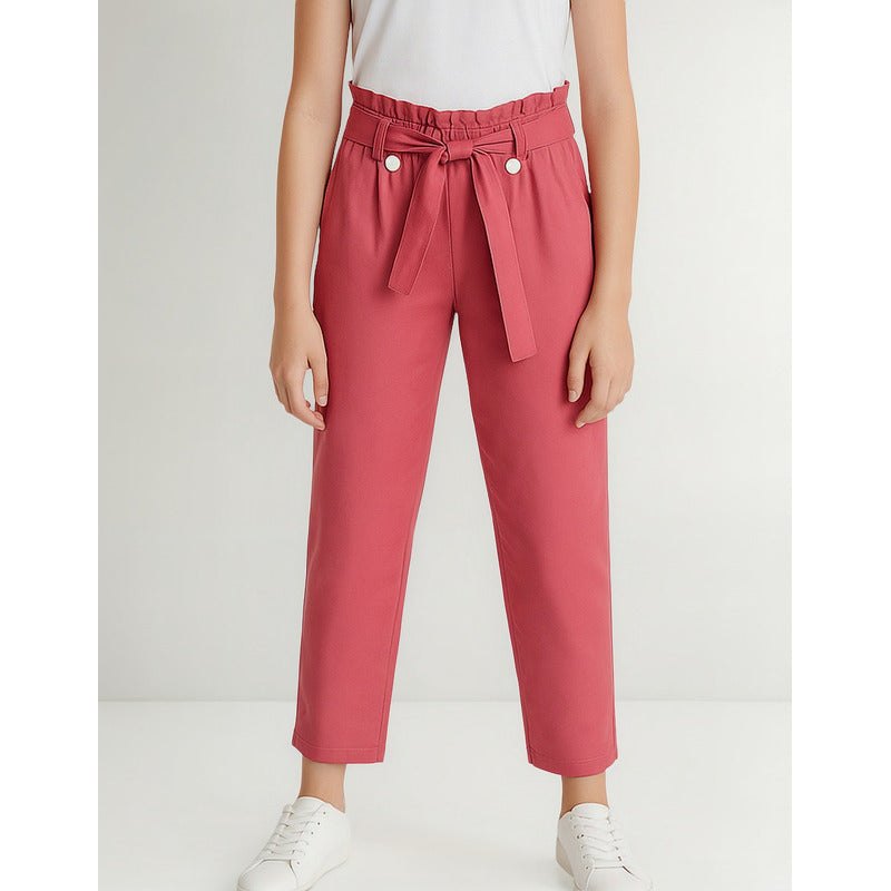 Pantalón Cropped Con Moño En Tencel Mod.6583 Marca Mayoral® Rosa Chicle Liso 16
