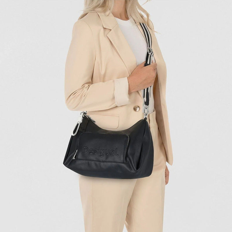 Bolso De Mano Para Mujer Mod.24waxp972000 Marca Desigual® Negro Lisa Níquel