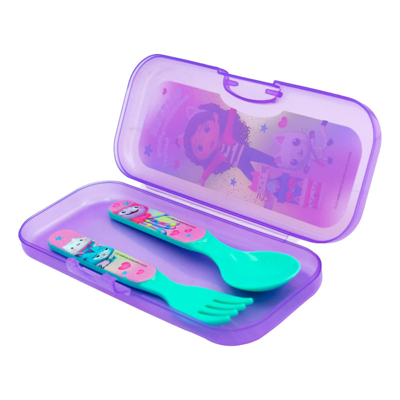 Juego De Cubiertos De Plástico Con Estuche Diseños Infantil