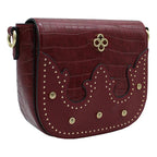 Bolso Crossbody Para Mujer Mod. Ji2226 Marca Jaime Ibiza® Bordó Craquelado Dorado