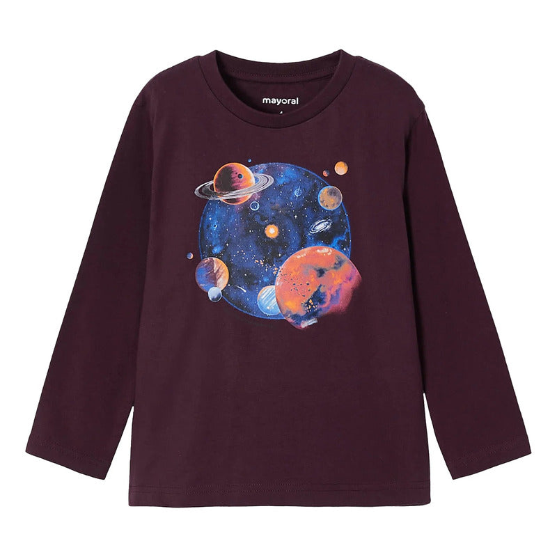 Playera Casual Para Niño Mod.4002 Ciruela Marca Mayoral® Ciruela Universo 2 Años Lisa