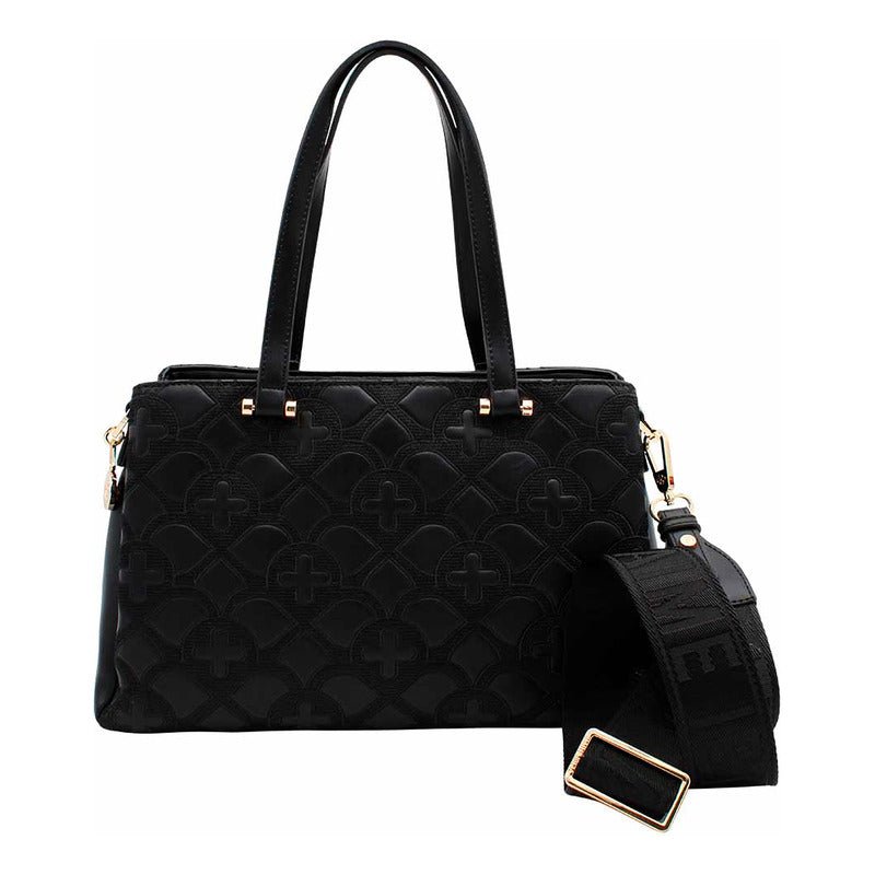 Bolso Para Dama Mod. Ji 2529 Marca Jaime Ibiza® Negro Geométrico Níquel