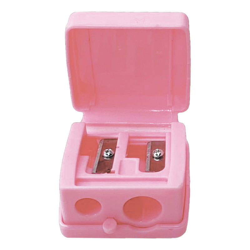 Sacapuntas Doble Con Tapa Para Maquillaje Beauty Creations Rosa
