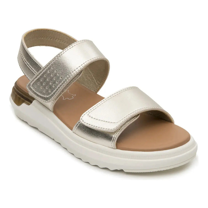 Sandalia Casual Para Mujer Con Cápsula 1294010 Marca Flexi® Oro Liso 25 Mx