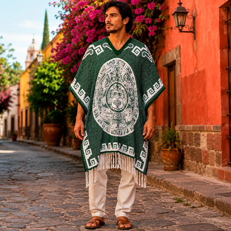 Jorongo Gaban Artesanal Mexicano Colores Calendario Verde Oscuro Calendario Xg