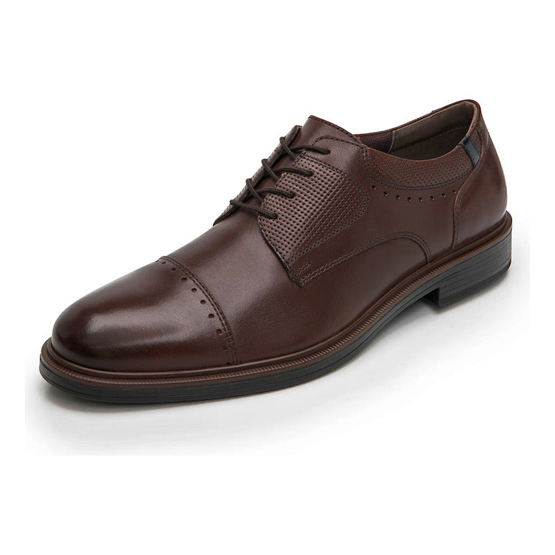 Zapato Derby Semivestir Para Hombre Mod. 400102 Marca Flexi® Marrón Oscuro Lisa 26,5 Mx