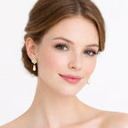 Aretes Elegantes Gota De Perla Para Mujer Bisutería Fina Beige