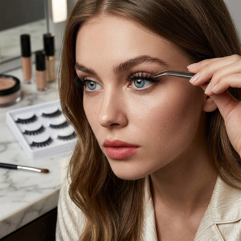 Pestañas Postizas En Tira 5 Pares Marca Kfer Valtierra® Negro Whispy K8 C 1.5 Cm