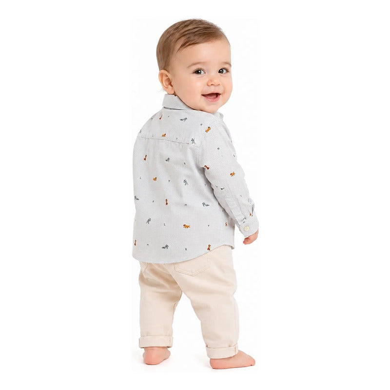 Camisa Casual Para Bebé Mod.2163 Marca Mayoral® Vapor Perritos 12 Meses