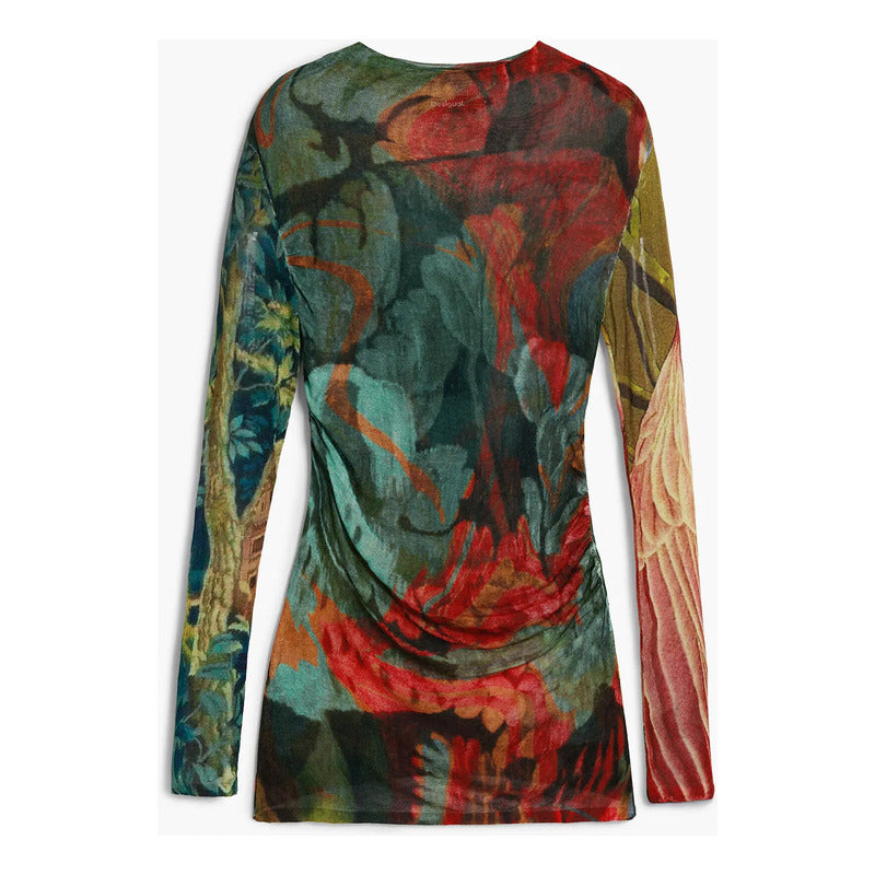 Blusa Ligera Cuello Alto Para Mujer 25wwjf48/4055 Desigual® Multicolor Geométrico Xl