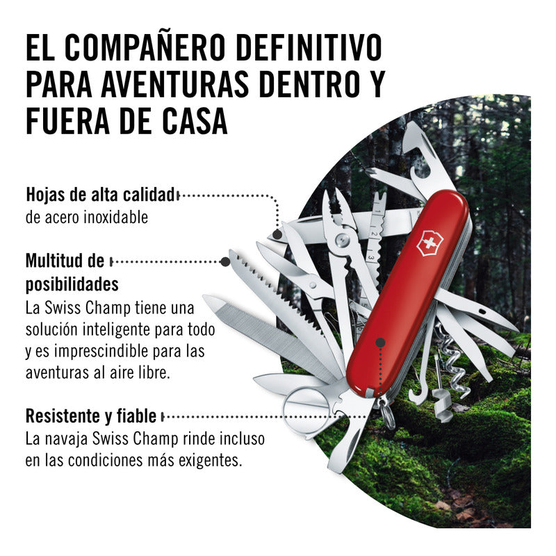 Navaja Multiherramienta Victorinox Swiss Champ Roja Con 33 Funciones Rojo