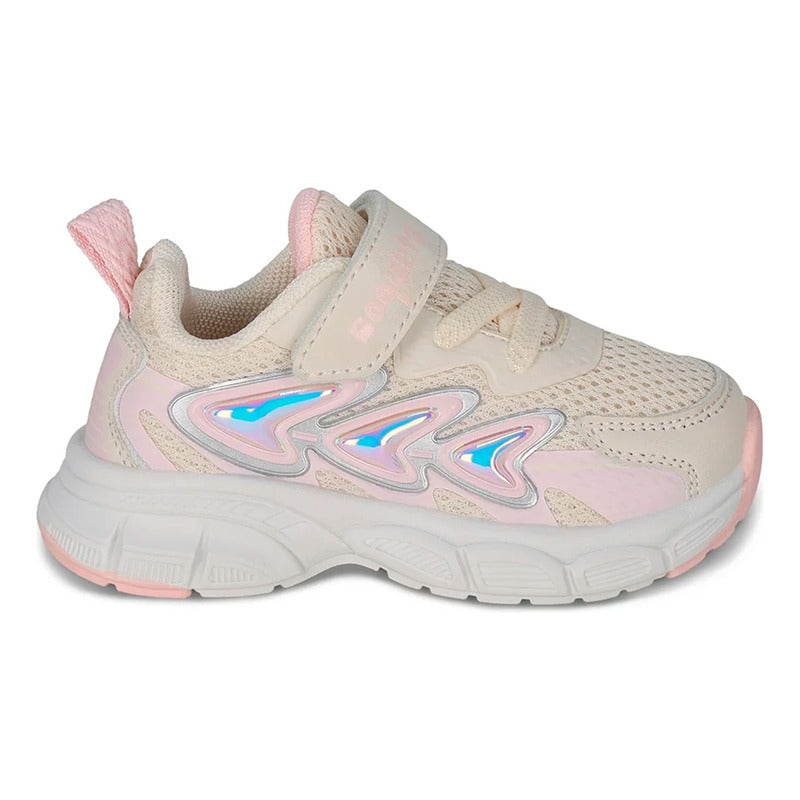 Tenis Casual Para Niña Mod.203200l Marca Coqueta Y Audaz® Beige Lisa 18 Mx