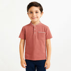 Playera Cuello Mao De Niño Mod.3102 Marca Mayoral® Coral Oscuro Liso 9