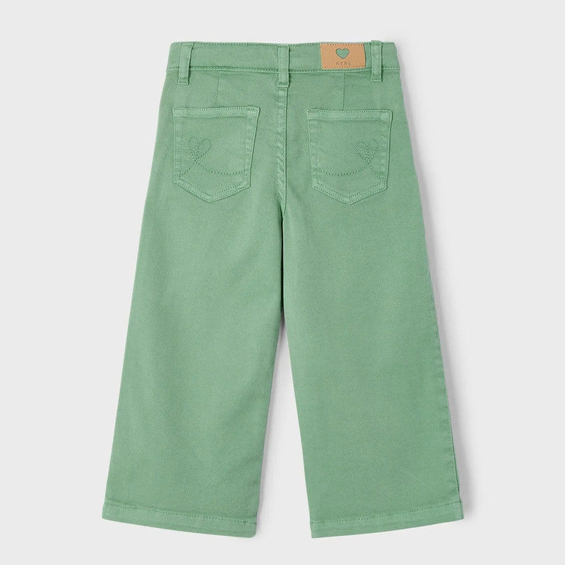 Pantalón Ancho Para Niña Mod. 3555 Marca Mayoral® Menta Liso 7 Años