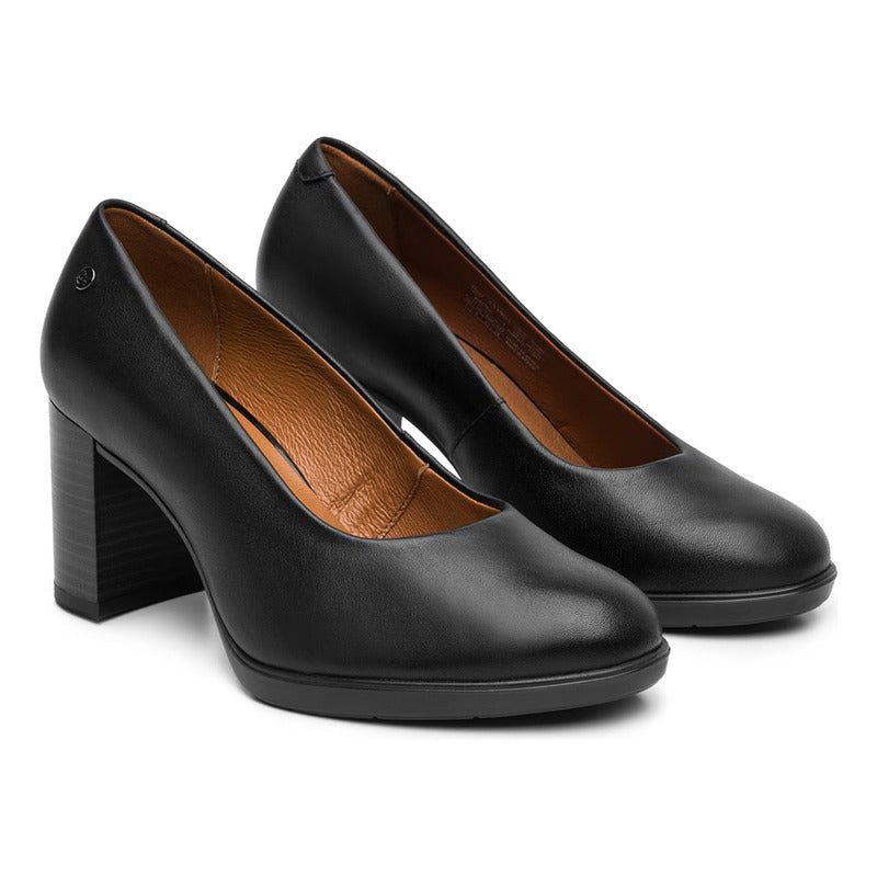 Zapatilla Tacón Medio Para Mujer Mod.133901 Marca Flexi® Negro Liso 25.5 Mx