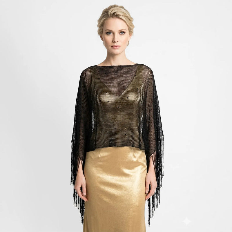 Chalina Calada Elegante Para Mujer Con Pedrería Negro Calado Unitalla
