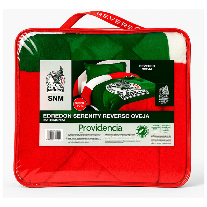 Cobertor Edredón De Borrega Matrimonial Providencia® Futbol México 1 Kg Multicolor
