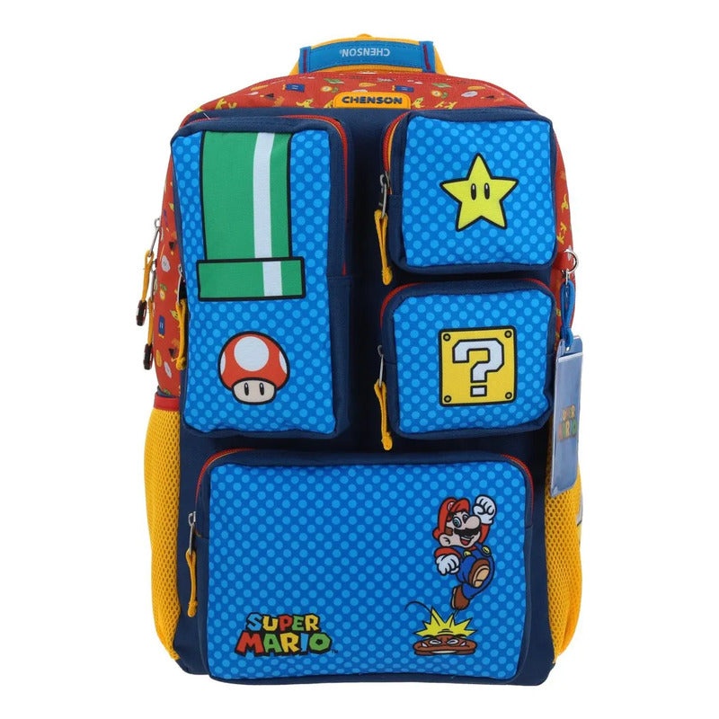 Mochila Azul Extra Grande Bros Chenson Onder Diseño De La Tela Liso Multicolor Mario Bros