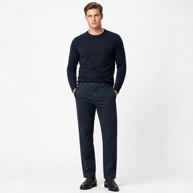 Pantalon Para Hombre Spandex Mod. Gwoven Marca Bobois® Azul Oscuro Lisa 30