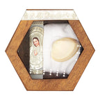 Set Para Bautizo Vela+concha+toalla+caja De Madera