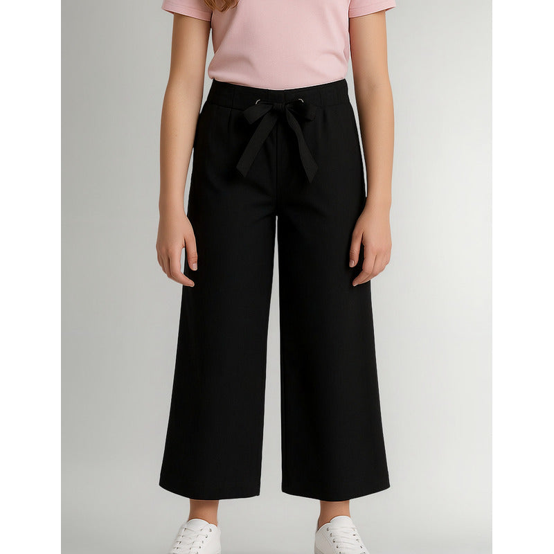 Pantalón Cropped Con Lazada De Punto Roma Mod.6577 Mayoral® Negro Liso 14
