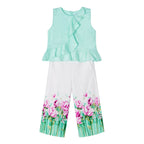 Conjunto Para Niña Pantalon+blusa 3510 Marca Mayoral® Agua Floreado 3 Años