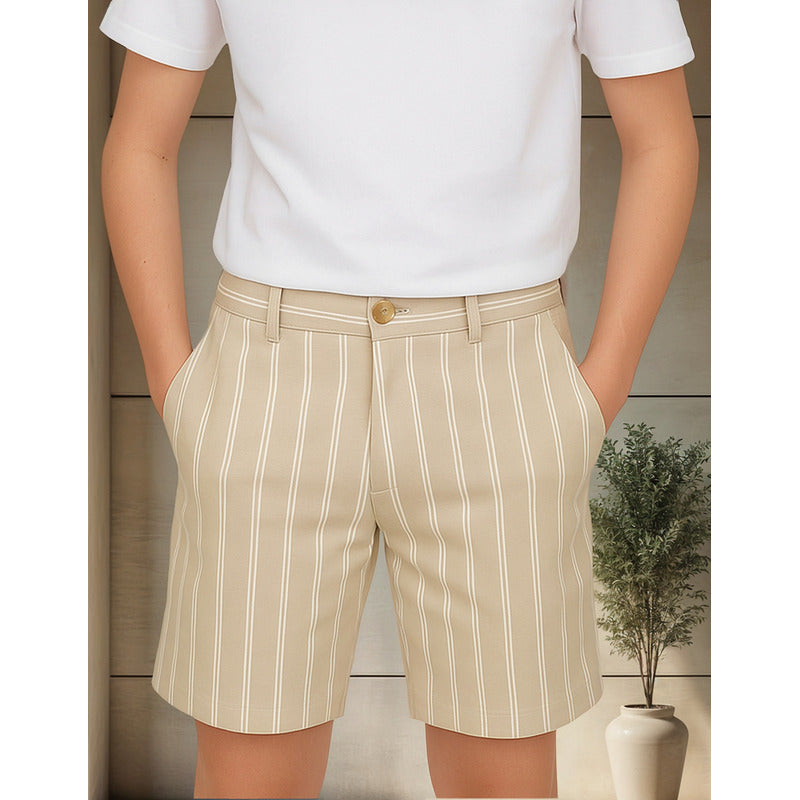 Bermuda Para Niño Mod.6279 Marca Mayoral® Beige Rayas 18