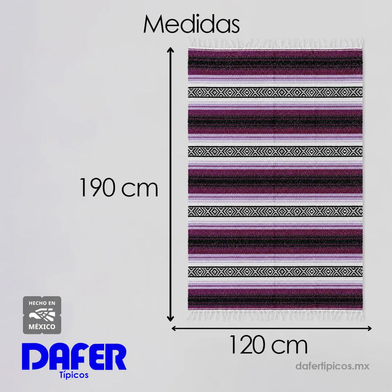Falsa Artesanal 1.90m X 1.20m Cobija Multiusos Mexicana Geométrico 1 Kg Violeta