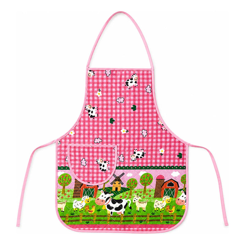 Mandil Delantal Ajustable Multiusos Repelente 65x50cm Rosa Granja